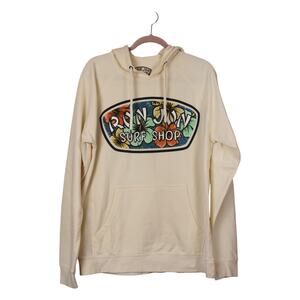 Ron Jon Surf Shop Ivory Long Sleeve Pullover Casual Hoodie Sweatshirt Size XL
